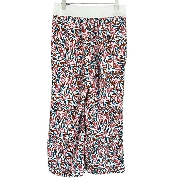 Land’s End Linen Leaf Print Mid Rise Elastic Waist PullOn Wide Leg Pants - Picture 4 of 10